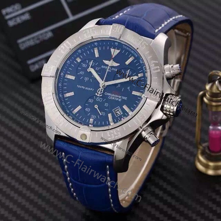 Fake Breitling COLT Chronograph Watch SS blue